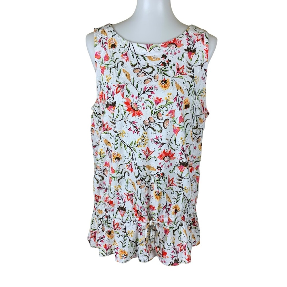 J Jill Floral‎ Cold Shoulder Dress Boho Ruffle Hem Lightweight Large